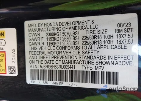 2024 Honda Cr-V Hybrid Sport-L from USA, damaged, VIN 5J6RS6H83RL005441